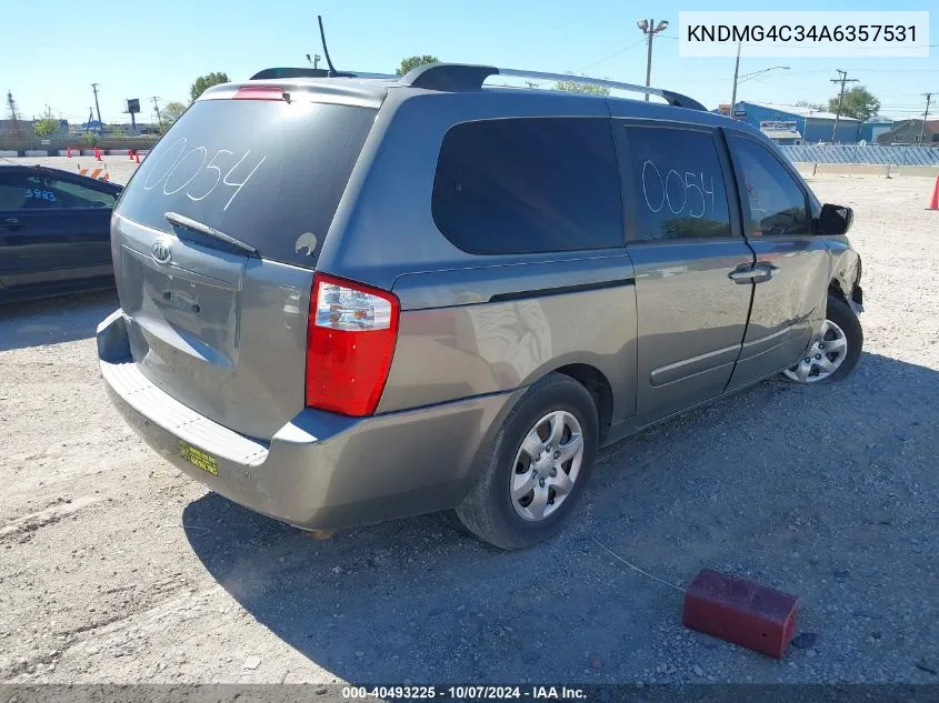 2010 Kia Sedona Lx VIN: KNDMG4C34A6357531 Lot: 40493225