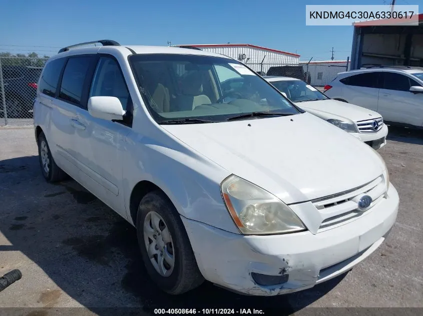 2010 Kia Sedona Lx VIN: KNDMG4C30A6330617 Lot: 40508646