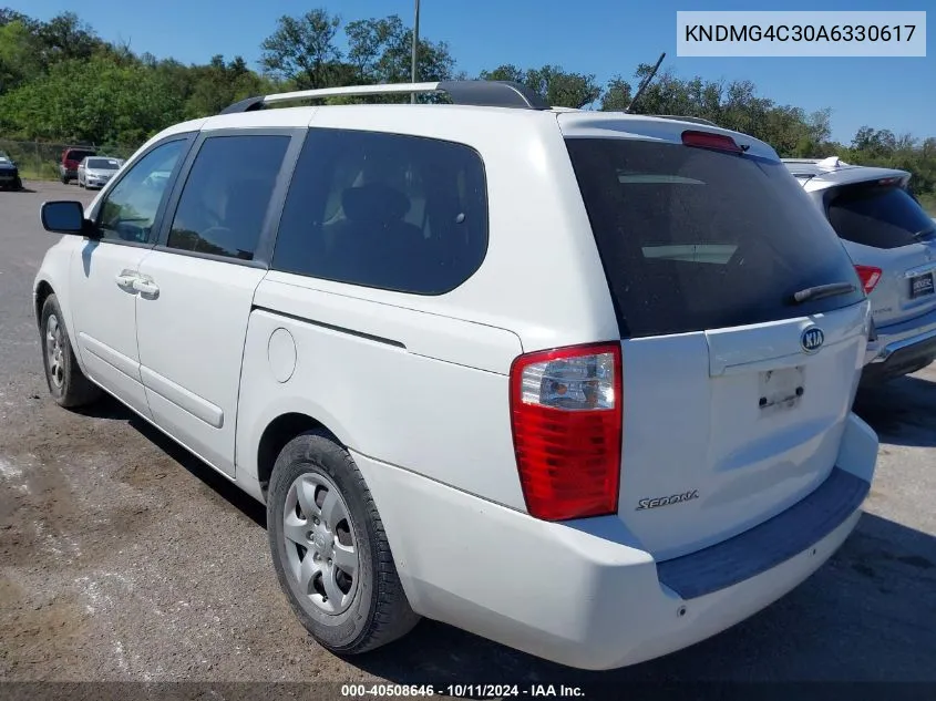 2010 Kia Sedona Lx VIN: KNDMG4C30A6330617 Lot: 40508646