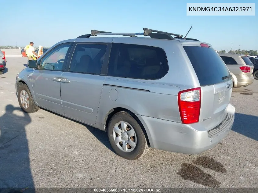 2010 Kia Sedona Lx VIN: KNDMG4C34A6325971 Lot: 40556005