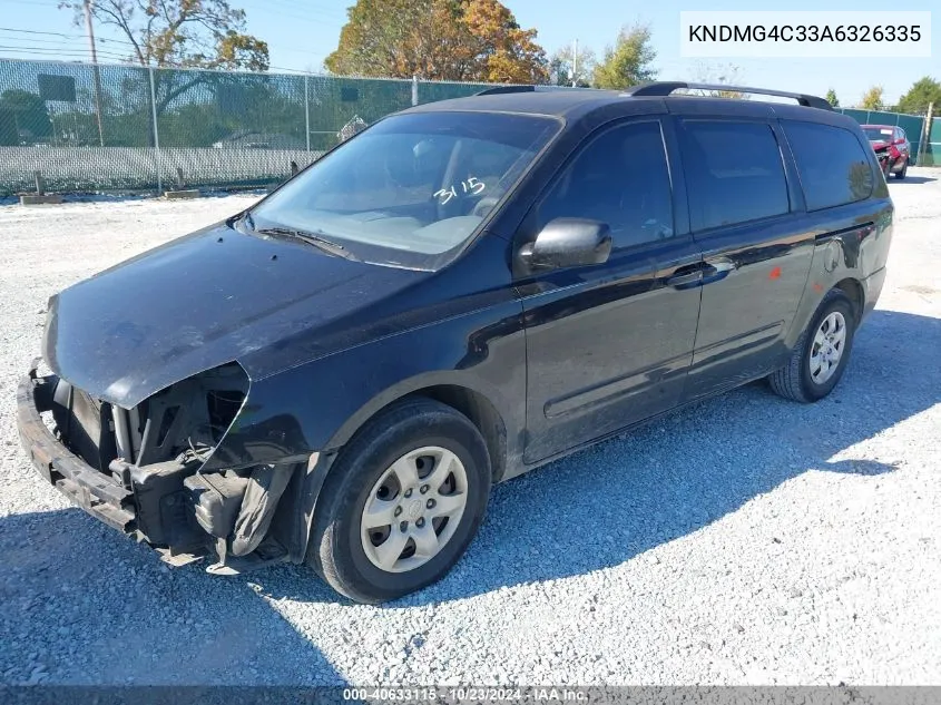 2010 Kia Sedona Lx VIN: KNDMG4C33A6326335 Lot: 40633115