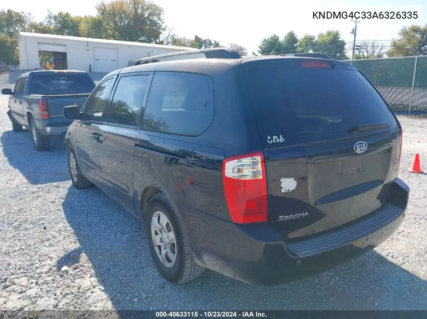 2010 Kia Sedona Lx VIN: KNDMG4C33A6326335 Lot: 40633115