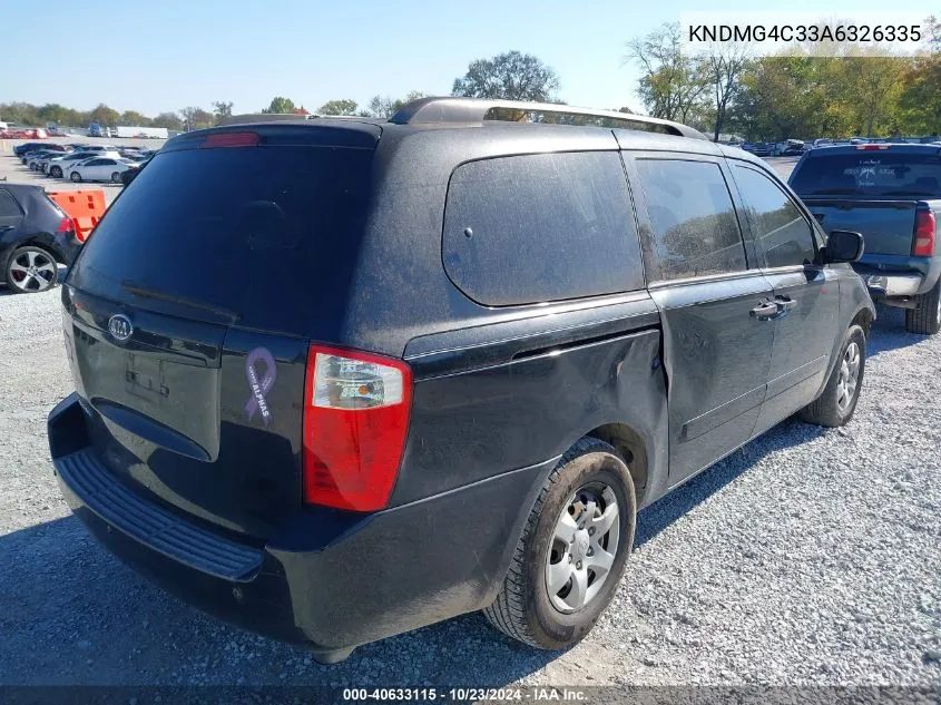 2010 Kia Sedona Lx VIN: KNDMG4C33A6326335 Lot: 40633115