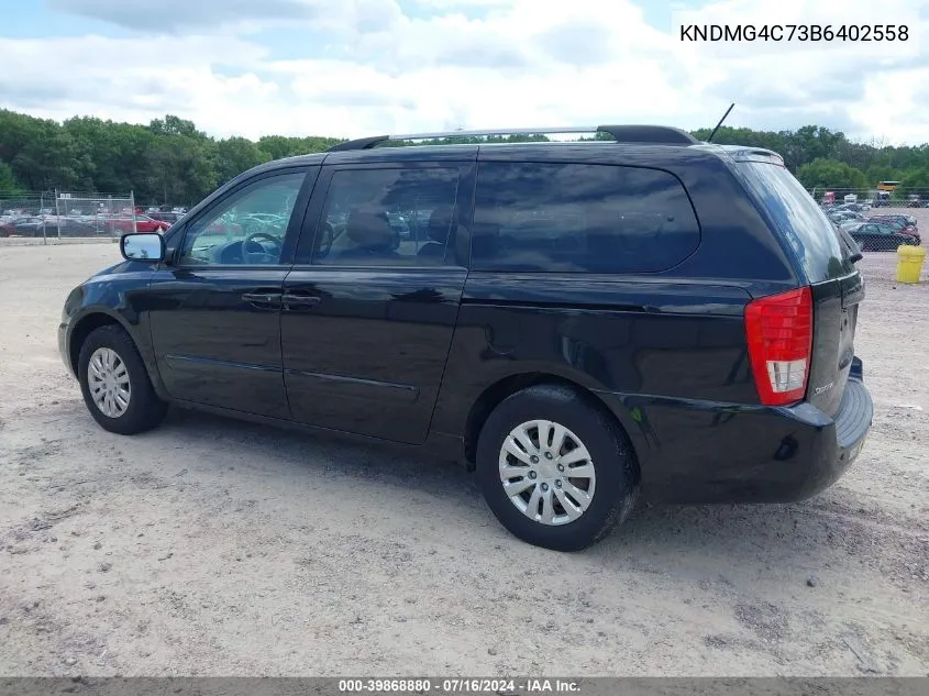 2011 Kia Sedona Lx VIN: KNDMG4C73B6402558 Lot: 39868880