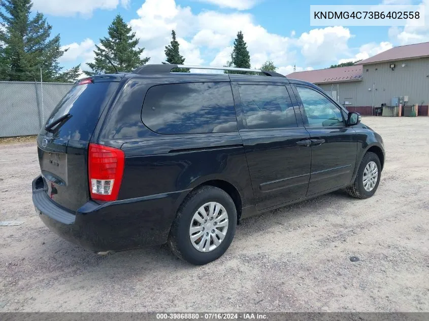 2011 Kia Sedona Lx VIN: KNDMG4C73B6402558 Lot: 39868880