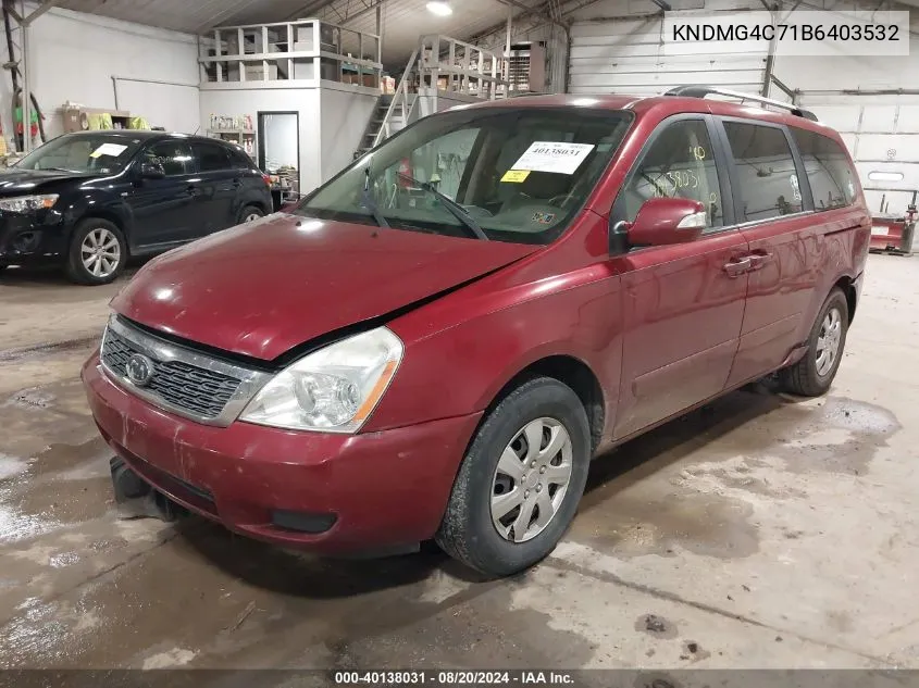 2011 Kia Sedona Lx VIN: KNDMG4C71B6403532 Lot: 40138031