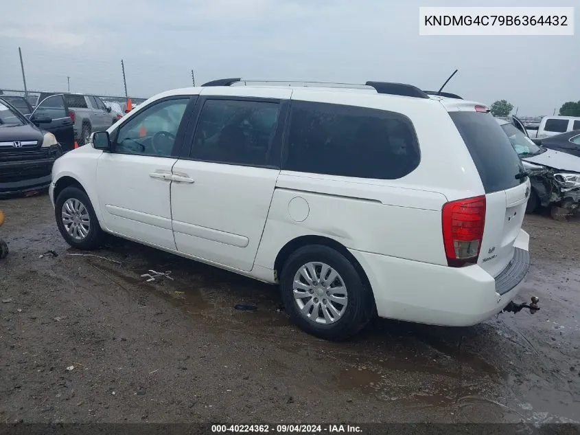 2011 Kia Sedona Lx VIN: KNDMG4C79B6364432 Lot: 40224362