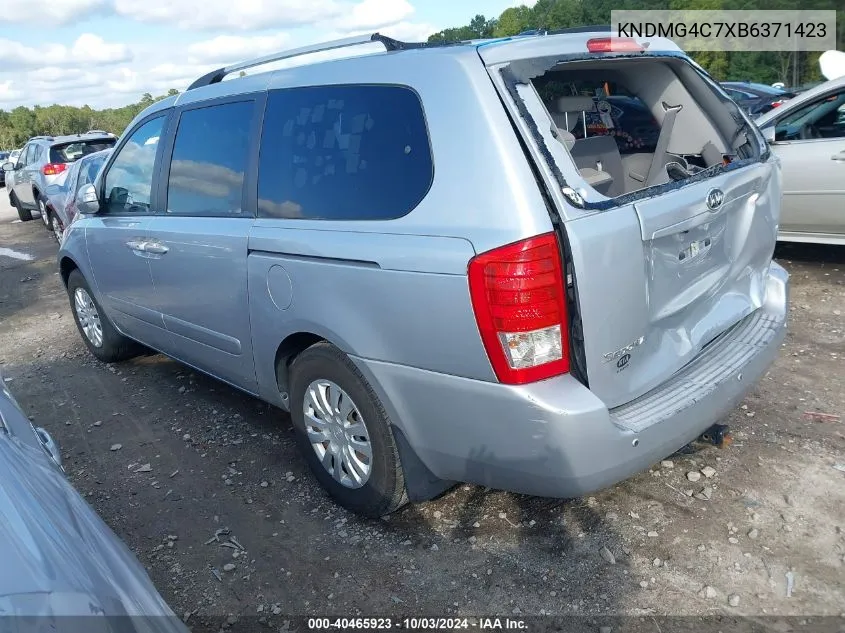 2011 Kia Sedona Lx VIN: KNDMG4C7XB6371423 Lot: 40465923