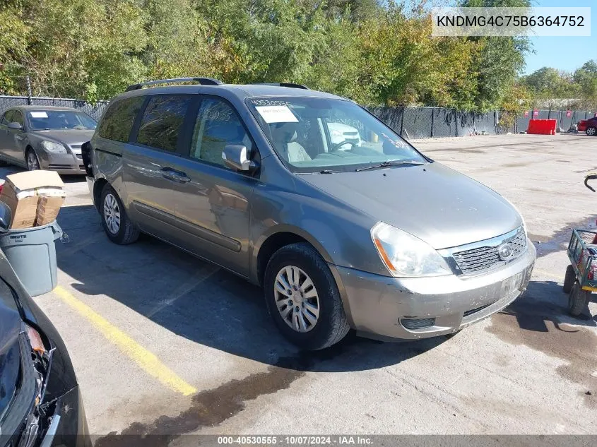 2011 Kia Sedona Lx VIN: KNDMG4C75B6364752 Lot: 40530555