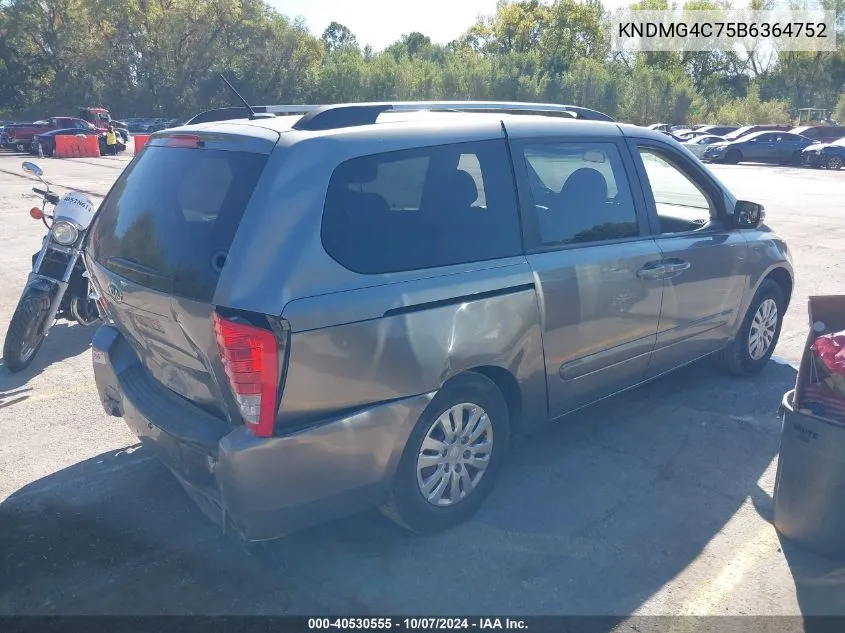 2011 Kia Sedona Lx VIN: KNDMG4C75B6364752 Lot: 40530555