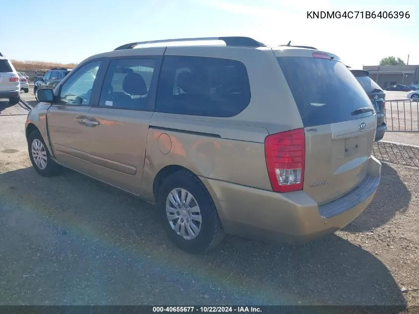 2011 Kia Sedona Lx VIN: KNDMG4C71B6406396 Lot: 40655677