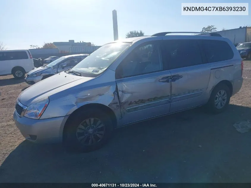 2011 Kia Sedona Lx VIN: KNDMG4C7XB6393230 Lot: 40671131