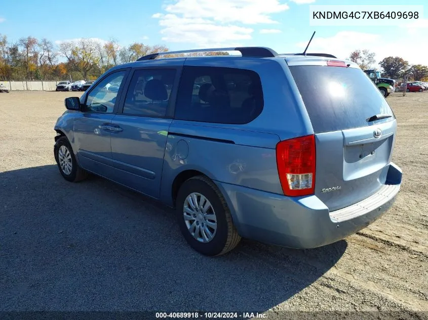 2011 Kia Sedona Lx VIN: KNDMG4C7XB6409698 Lot: 40689918