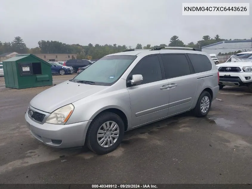 2012 Kia Sedona Lx VIN: KNDMG4C7XC6443626 Lot: 40349912