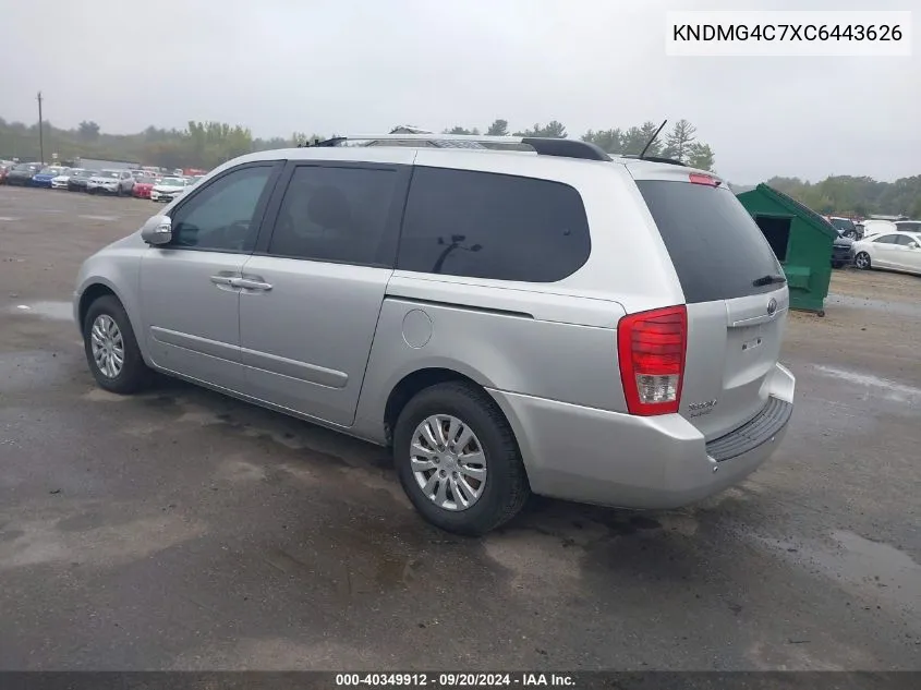 2012 Kia Sedona Lx VIN: KNDMG4C7XC6443626 Lot: 40349912