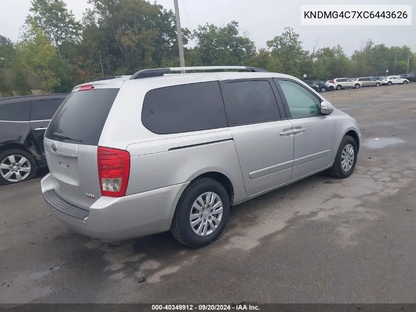 2012 Kia Sedona Lx VIN: KNDMG4C7XC6443626 Lot: 40349912