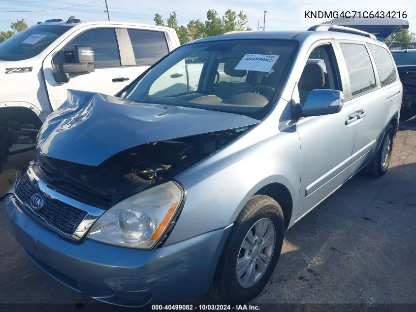 2012 Kia Sedona Lx VIN: KNDMG4C71C6434216 Lot: 40499082