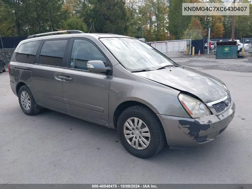 2012 Kia Sedona Lx VIN: KNDMG4C7XC6430407 Lot: 40548478