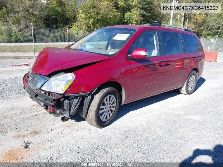 2012 Kia Sedona Lx VIN: KNDMG4C7XC6415227 Lot: 40567800