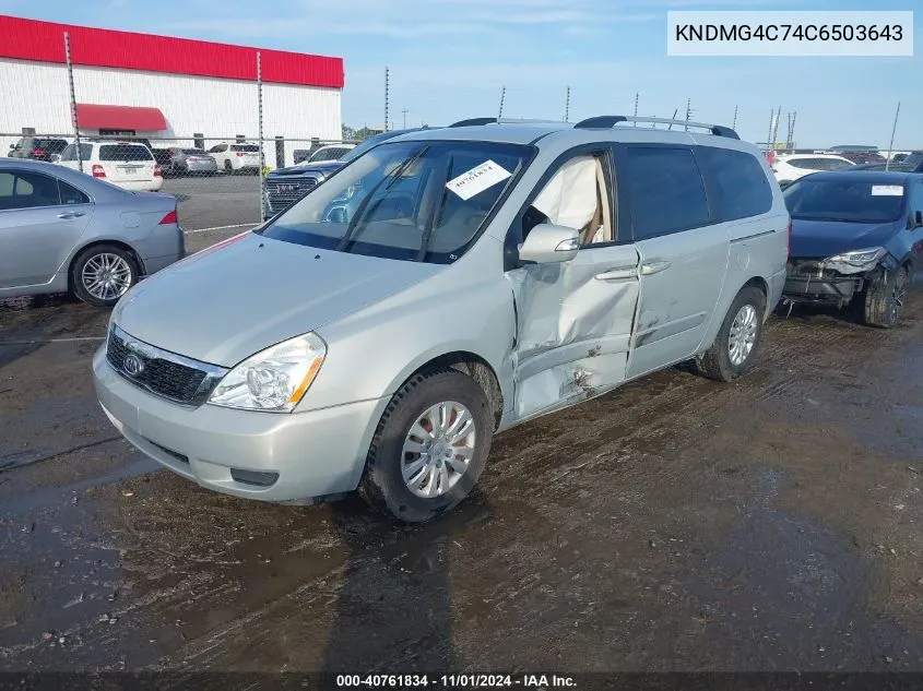 2012 Kia Sedona Lx VIN: KNDMG4C74C6503643 Lot: 40761834