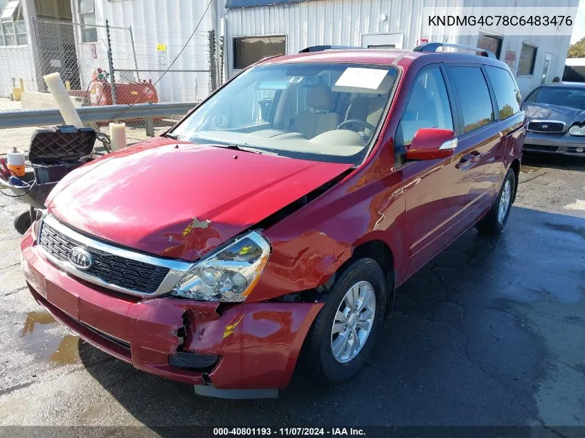 2012 Kia Sedona Lx VIN: KNDMG4C78C6483476 Lot: 40801193