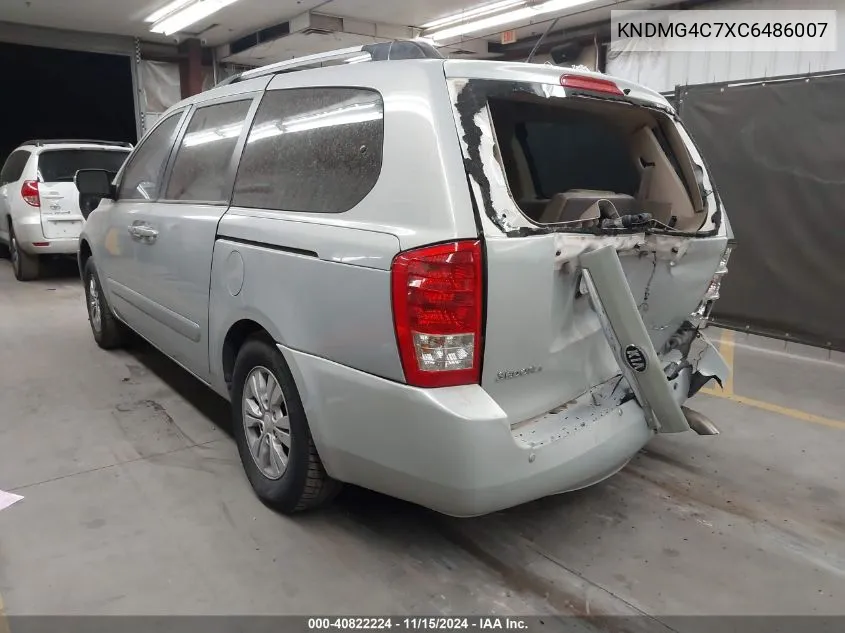 2012 Kia Sedona Lx VIN: KNDMG4C7XC6486007 Lot: 40822224