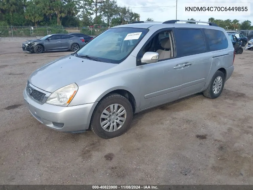 2012 Kia Sedona Lx VIN: KNDMG4C70C6449855 Lot: 40823900