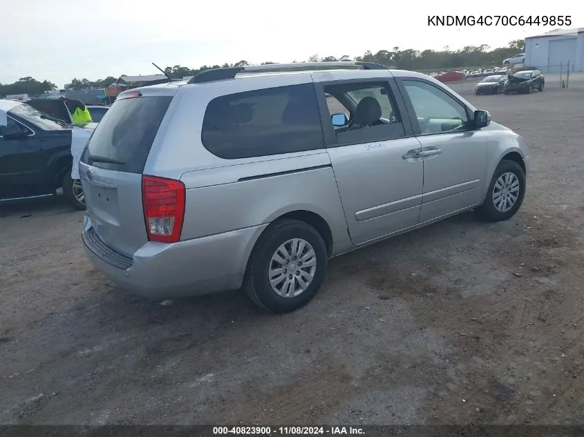 2012 Kia Sedona Lx VIN: KNDMG4C70C6449855 Lot: 40823900