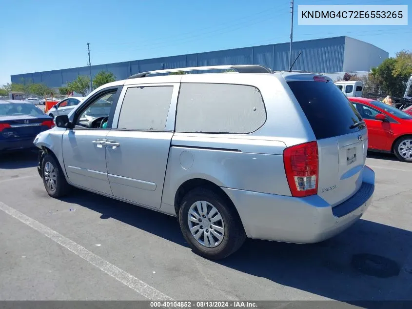 2014 Kia Sedona Lx VIN: KNDMG4C72E6553265 Lot: 40104852