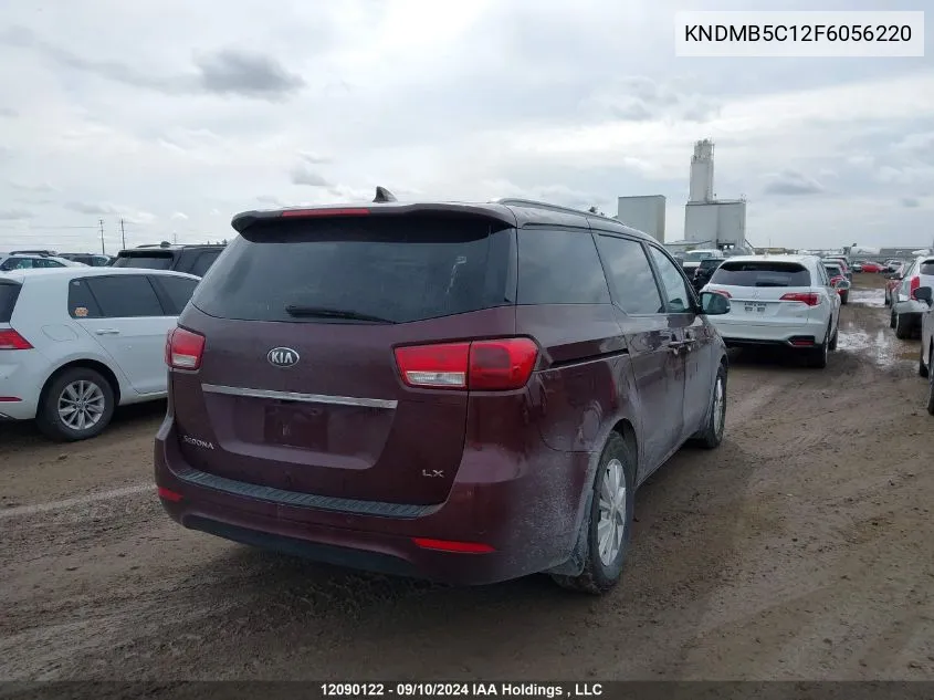 2015 Kia Sedona Lx VIN: KNDMB5C12F6056220 Lot: 12090122