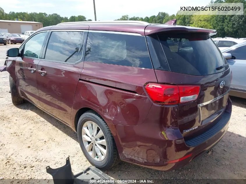 2015 Kia Sedona Ex VIN: KNDMC5C15F6020499 Lot: 40264654