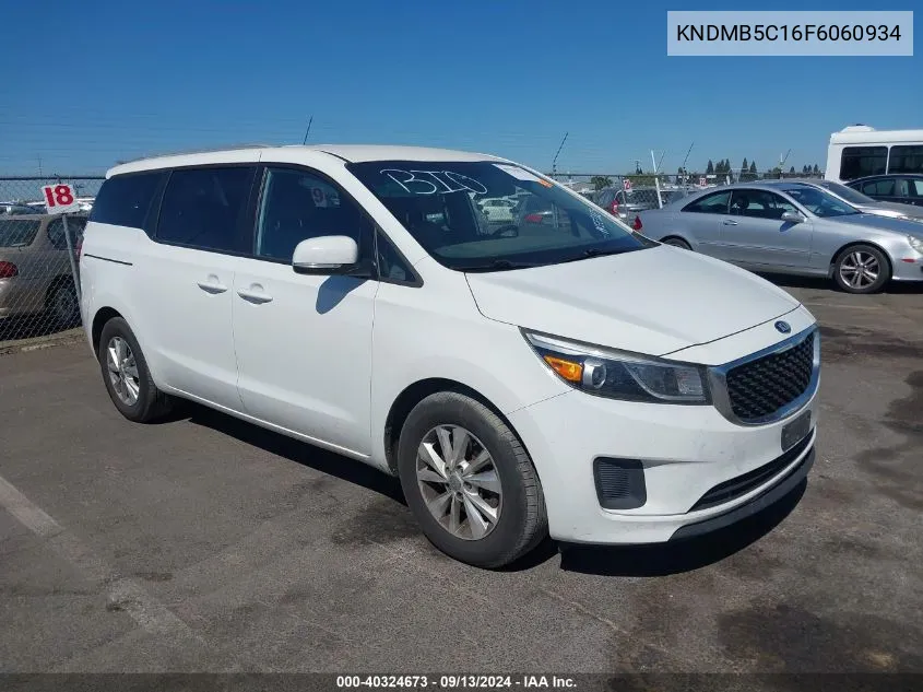 2015 Kia Sedona Lx VIN: KNDMB5C16F6060934 Lot: 40324673