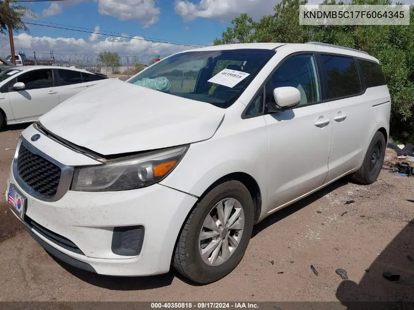 2015 Kia Sedona Lx VIN: KNDMB5C17F6064345 Lot: 40350818