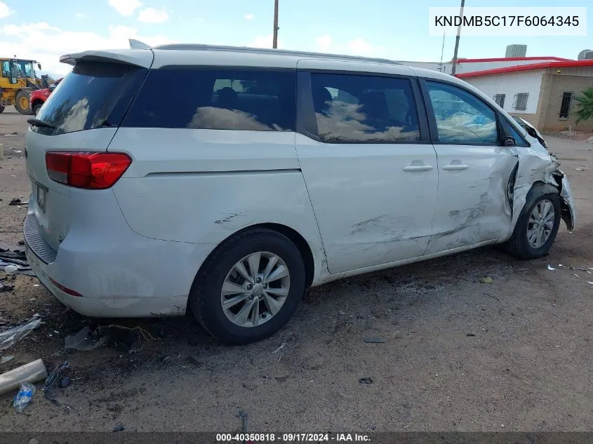 2015 Kia Sedona Lx VIN: KNDMB5C17F6064345 Lot: 40350818