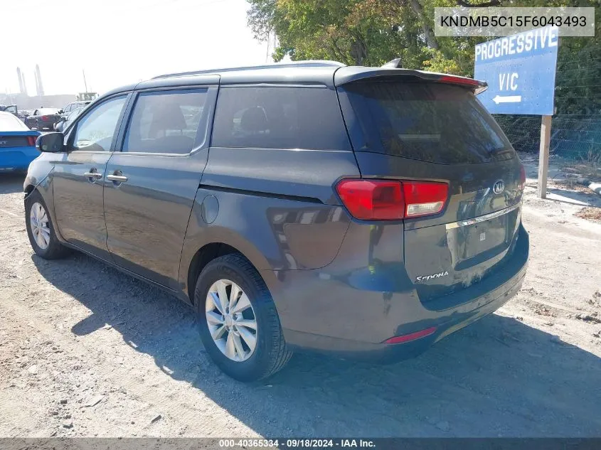 2015 Kia Sedona Lx VIN: KNDMB5C15F6043493 Lot: 40365334