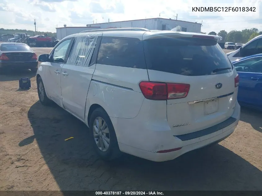 2015 Kia Sedona Lx VIN: KNDMB5C12F6018342 Lot: 40378187