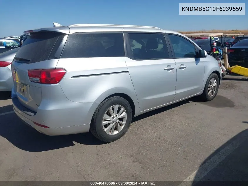 2015 Kia Sedona Lx VIN: KNDMB5C10F6039559 Lot: 40470586