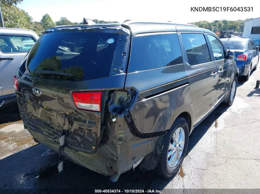 2015 Kia Sedona Lx VIN: KNDMB5C19F6043531 Lot: 40534374