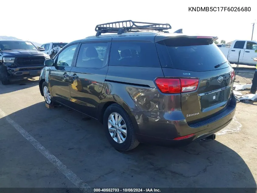 2015 Kia Sedona Lx VIN: KNDMB5C17F6026680 Lot: 40552703