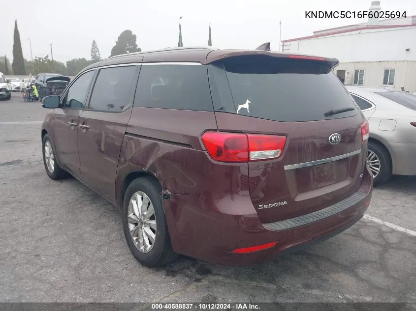 2015 Kia Sedona Ex VIN: KNDMC5C16F6025694 Lot: 40588837