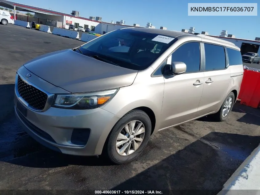 2015 Kia Sedona Lx VIN: KNDMB5C17F6036707 Lot: 40603617