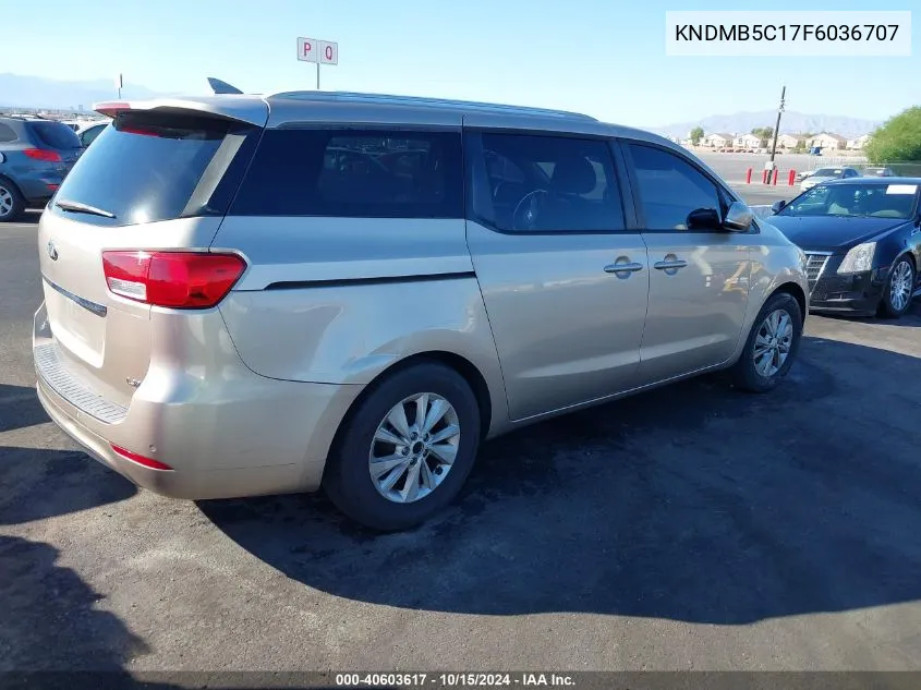 2015 Kia Sedona Lx VIN: KNDMB5C17F6036707 Lot: 40603617