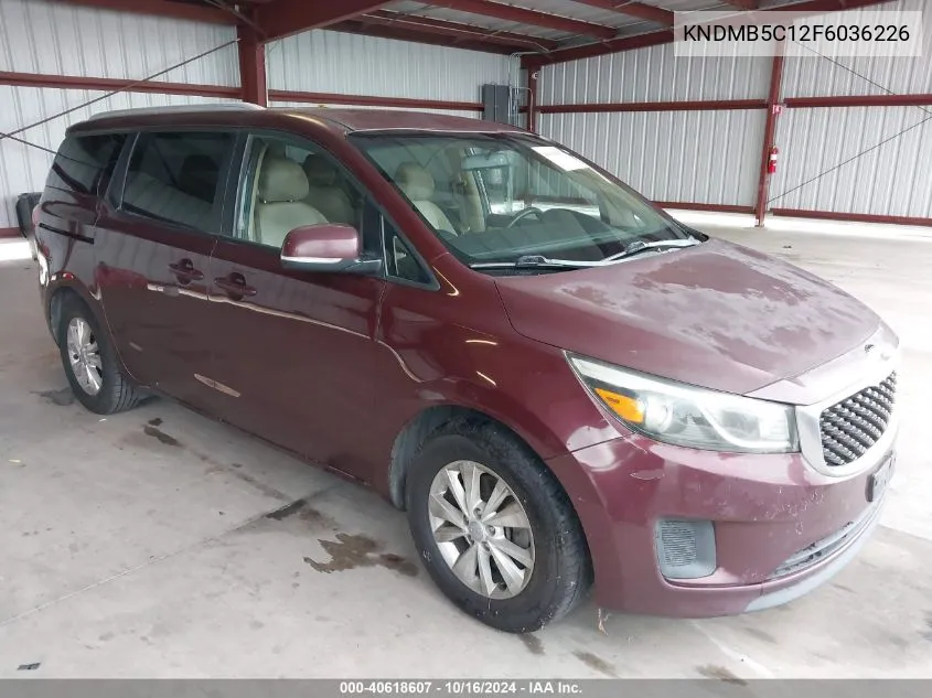 2015 Kia Sedona Lx VIN: KNDMB5C12F6036226 Lot: 40618607