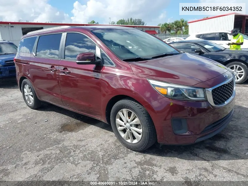 2015 Kia Sedona Lx VIN: KNDMB5C18F6034352 Lot: 40660091