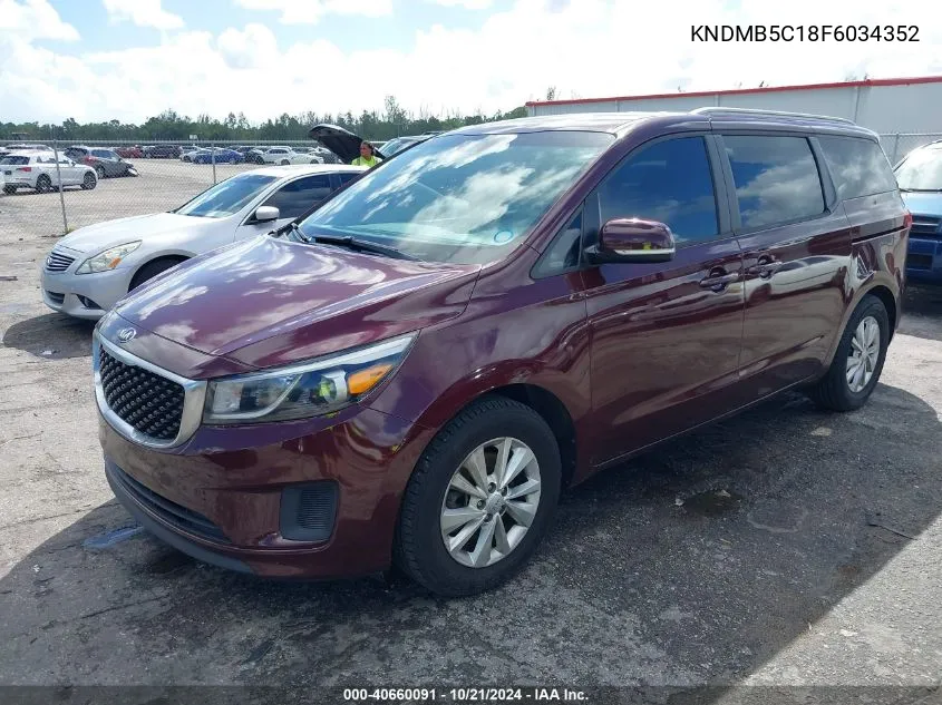 2015 Kia Sedona Lx VIN: KNDMB5C18F6034352 Lot: 40660091