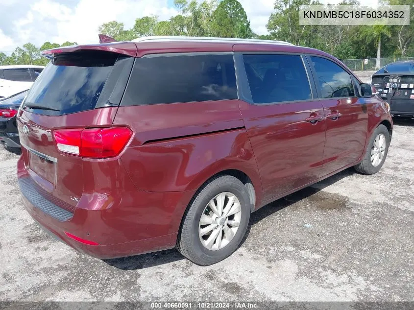 2015 Kia Sedona Lx VIN: KNDMB5C18F6034352 Lot: 40660091