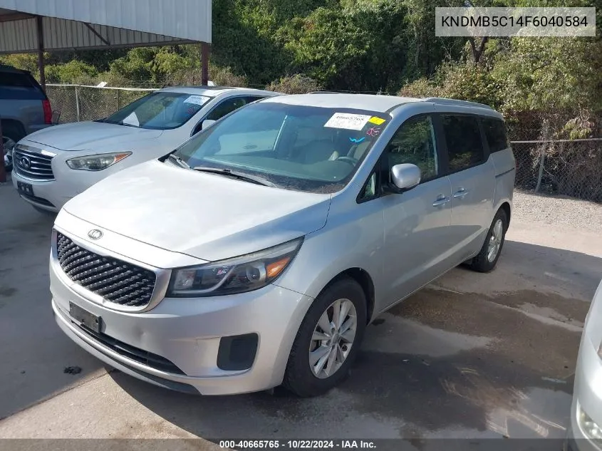 2015 Kia Sedona Lx VIN: KNDMB5C14F6040584 Lot: 40665765