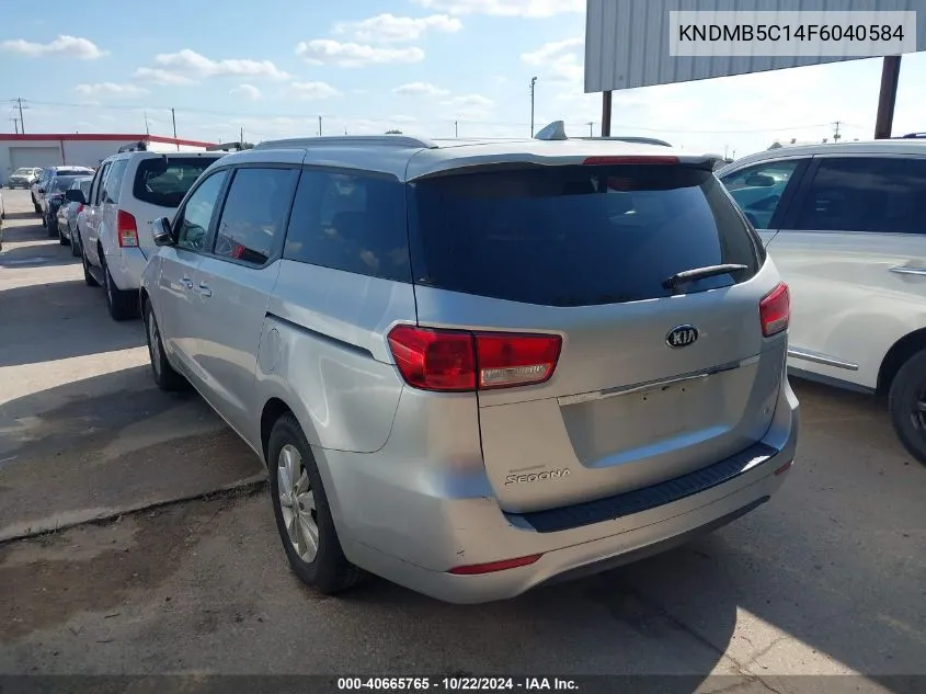 2015 Kia Sedona Lx VIN: KNDMB5C14F6040584 Lot: 40665765