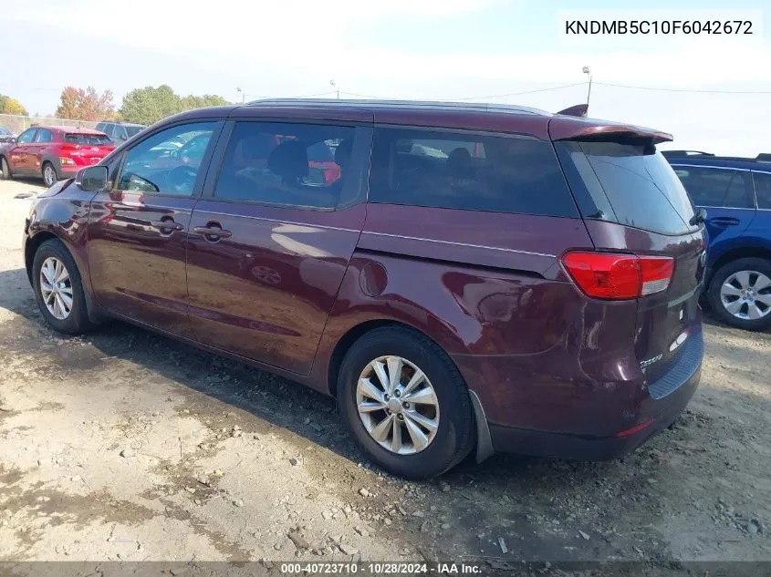 2015 Kia Sedona Lx VIN: KNDMB5C10F6042672 Lot: 40723710