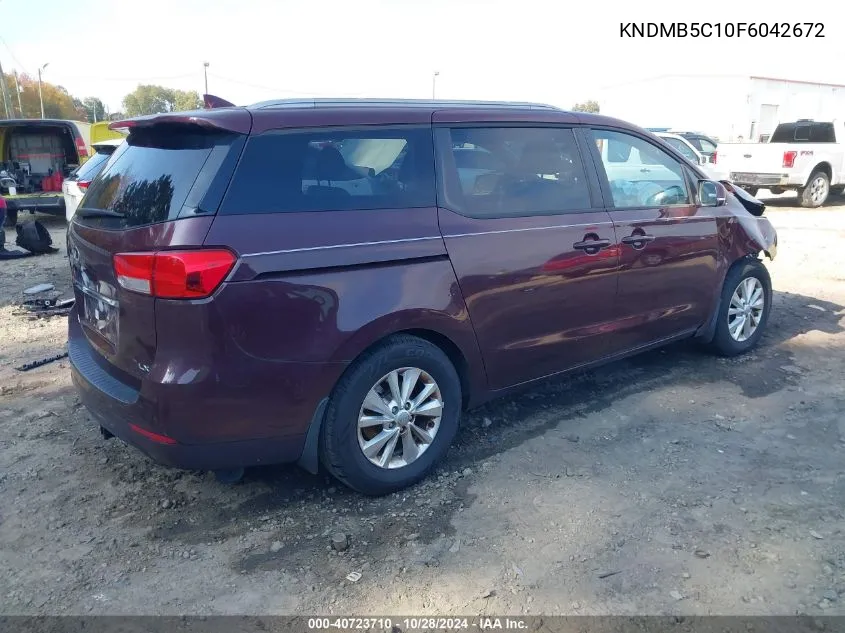 2015 Kia Sedona Lx VIN: KNDMB5C10F6042672 Lot: 40723710